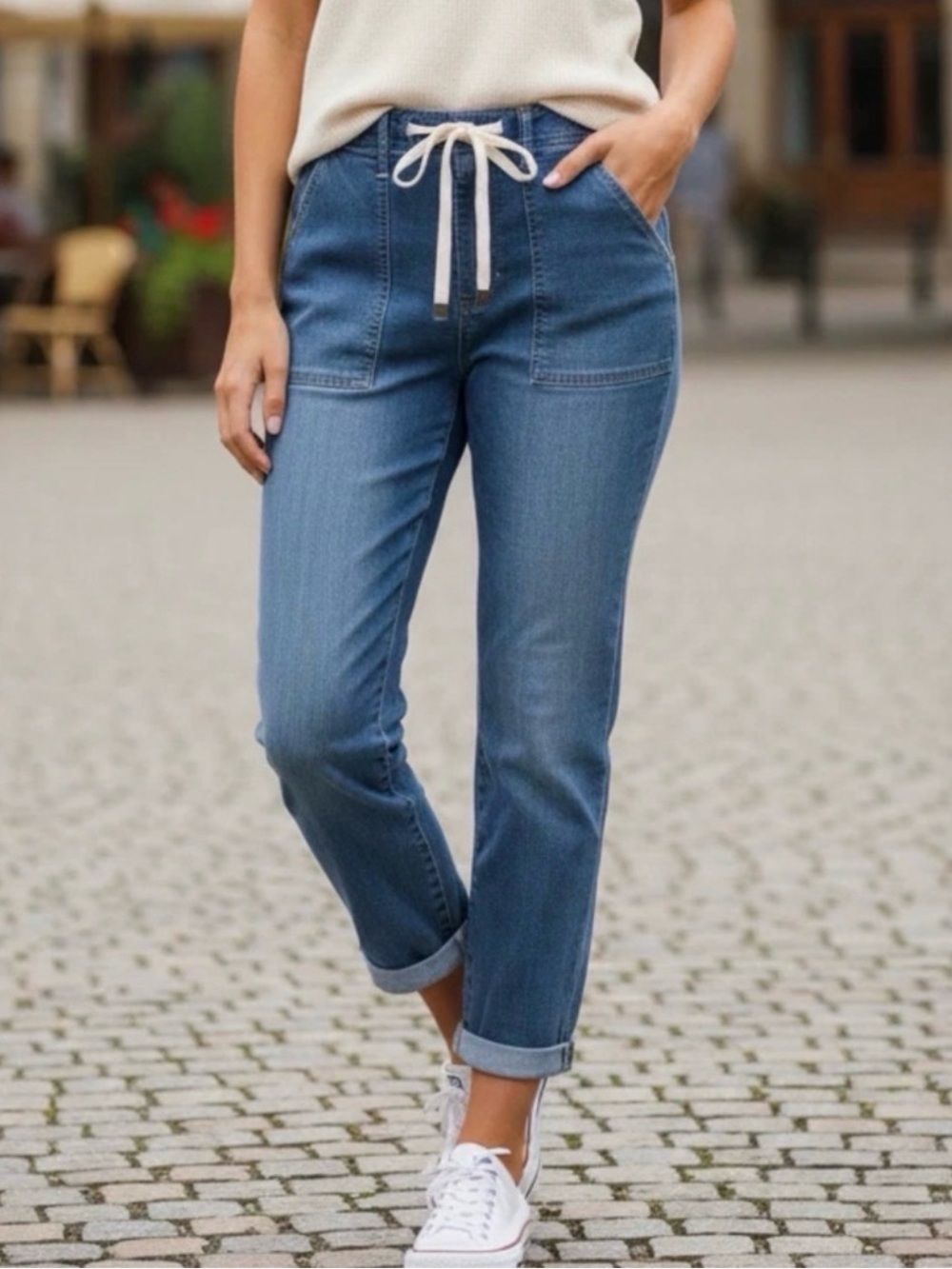 Judy Blue Jeans Womens 7/28 Blue High Waisted Rise Pull On Jogger Elastic Waist